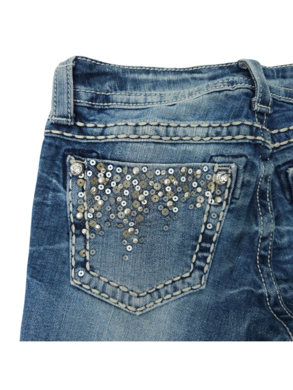Miss Me Skinny Jeans Womens Size 27 Sequin Rhinestone Embellished Pocket Denim - Picture 10 of 16